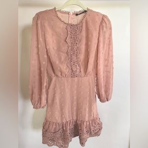 Simplee pink lace long sleeve dress